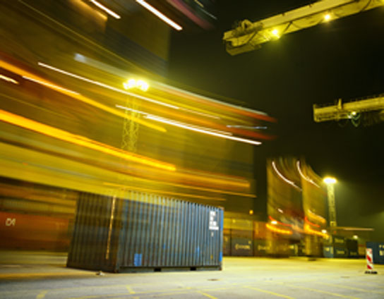 Warehouse with a container