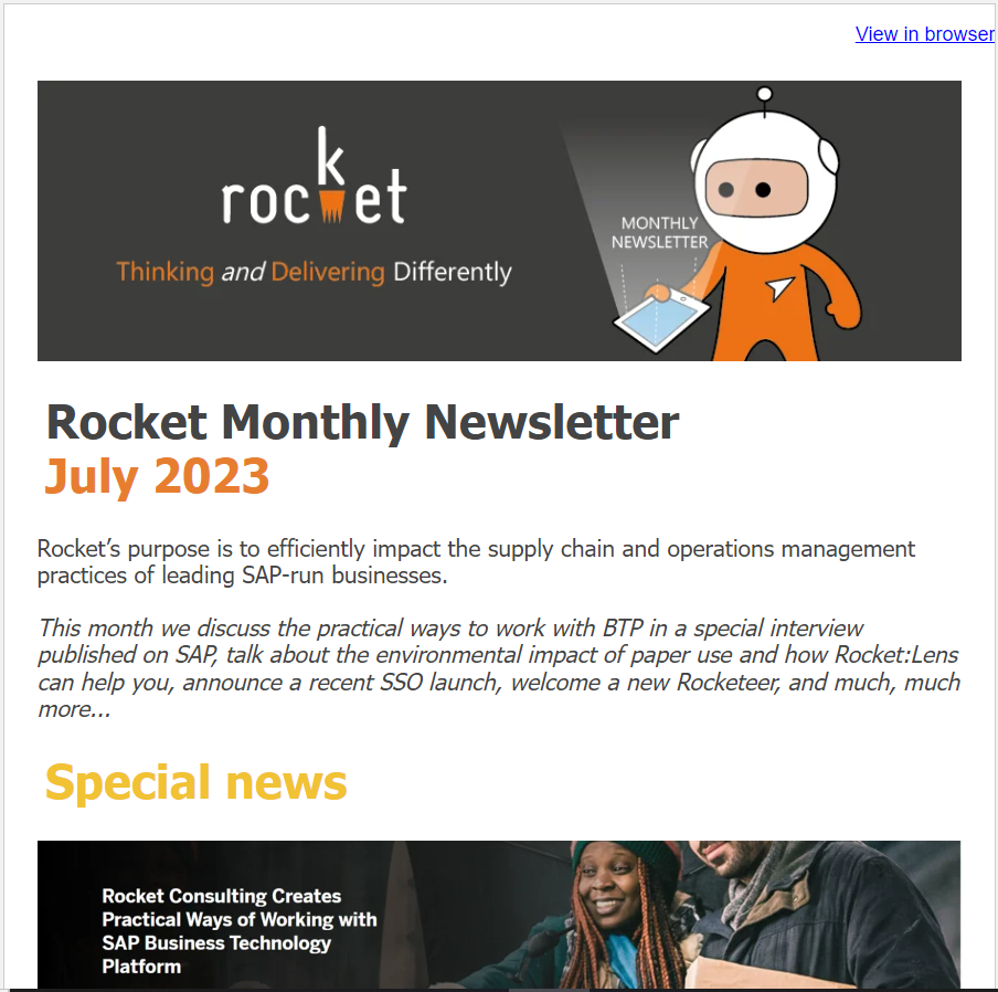 July Newsletter Screenshot